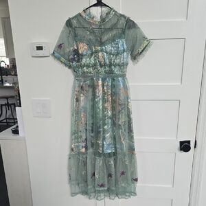 Elegant Green Floral Dress